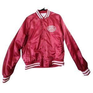 Chalk Line Vintage 80s National Menswear Satin Bomber Jacket M Snap Up Red